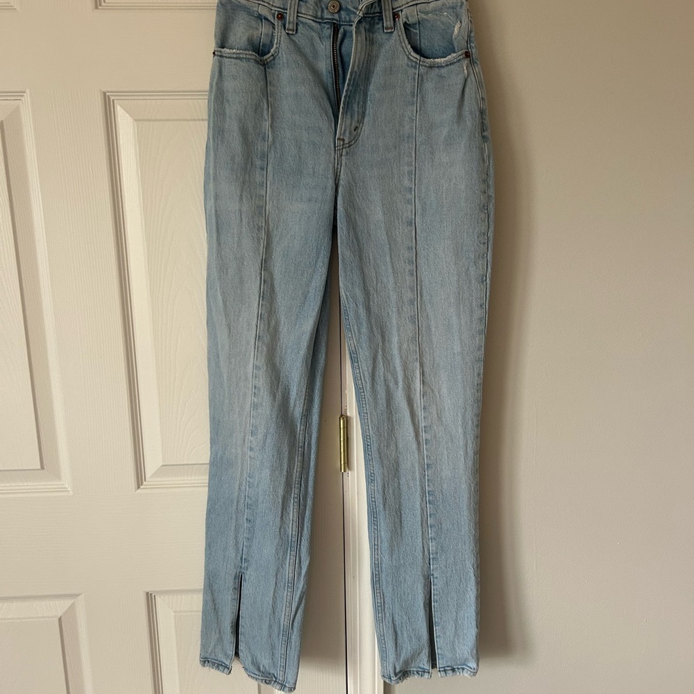 Abercrombie Light Blue Women's Jeans 90s Straight Ultra High Rise Curve Love